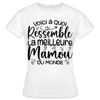 Cadeau Meilleure Mamou - Cadeau Super Mamou - T-shirt Femme - blanc - Devant - AI Model Female 172 dark (172cm)
