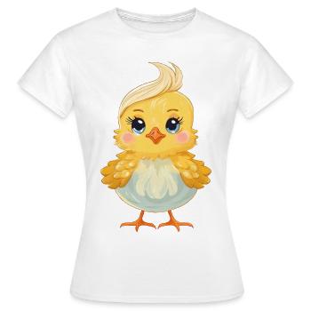 Küken mit einer lustigen Frisur - Frauen T-Shirt - Weiß - Vorne - AI Model Female 172 dark (172cm)