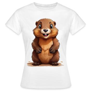 Cute Groundhog - Women's T-Shirt - white - Front - AI Model Female 172 dark (172cm)