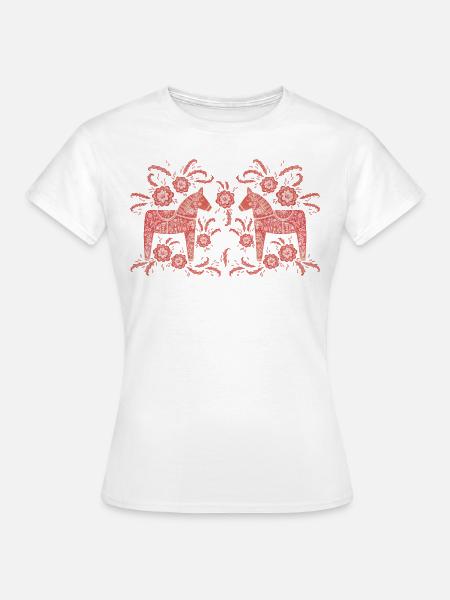 Schwedisches Dala-Pferd - Frauen T-Shirt - Weiß