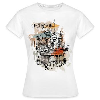 Berlin Art Collage - Frauen T-Shirt - Weiß - Vorne - AI Model Female 172 dark (172cm)