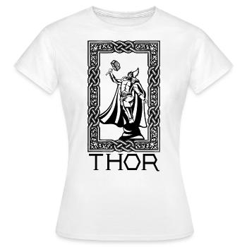 Cosmologie nordique Thor et Mjolnir Viking - T-shirt Femme - blanc - Devant - AI Model Female 172 dark (172cm)