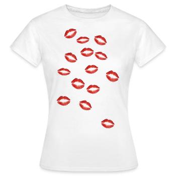 kiss kiss kiss lips love kisses lipstick love - Women's T-Shirt - white - Front - AI Model Female 172 dark (172cm)