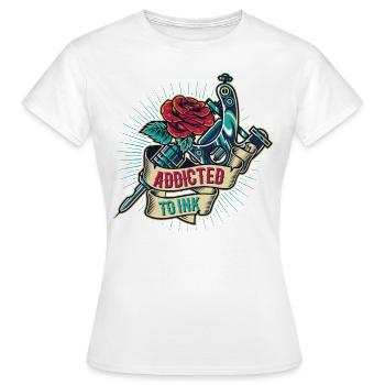 Accro au tatoueur à l’encre avec de l’encre - T-shirt Femme - blanc - Devant - AI Model Female 172 dark (172cm)