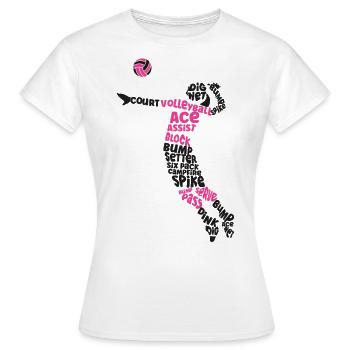 Volleyball Player Team Word Cloud - Women's T-Shirt - white - Front - AI Model Female 172 dark (172cm)