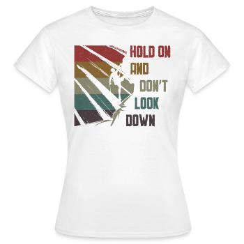 Ne regardez pas vers le bas Bloc, escalade. - T-shirt Femme - blanc - Devant - AI Model Female 172 dark (172cm)