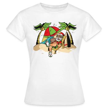 Christmas In July, Party, Surfing, Santa Hawaiian - Women's T-Shirt - white - Front - AI Model Female 172 dark (172cm)