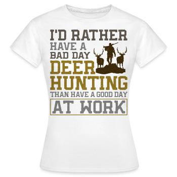Chasseur de cerfs buck J’aurais - T-shirt Femme - blanc - Devant - AI Model Female 172 dark (172cm)