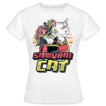 Anime Samurai-Katze - Frauen T-Shirt - Weiß - Vorne - AI Model Female 172 dark (172cm)