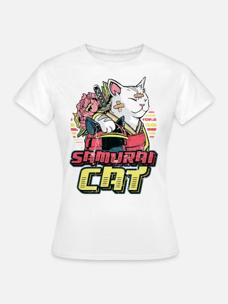 Anime Samurai-Katze - Frauen T-Shirt - Weiß