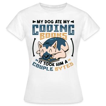 Dog Bytes Code Programmation de blagues informatiques - T-shirt Femme - blanc - Devant - AI Model Female 172 dark (172cm)