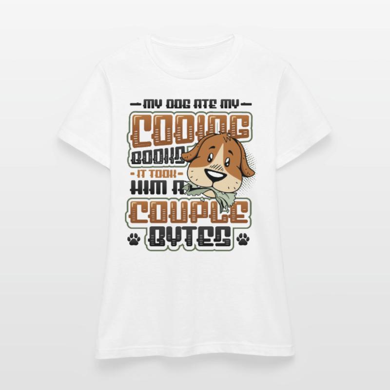 Dog Bytes Code Computer Joke Programming Women's T-Shirt