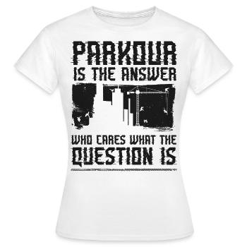 Parkour Free Running Traceur - T-shirt Femme - blanc - Devant - AI Model Female 172 dark (172cm)