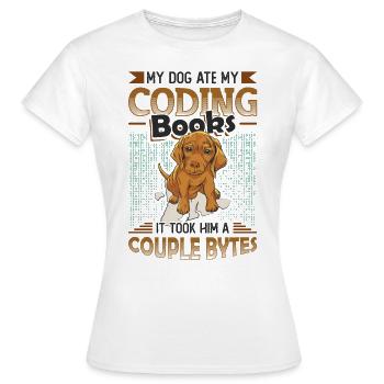 Dog Bytes Code Computer Joke Programmation - T-shirt Femme - blanc - Devant - AI Model Female 172 dark (172cm)