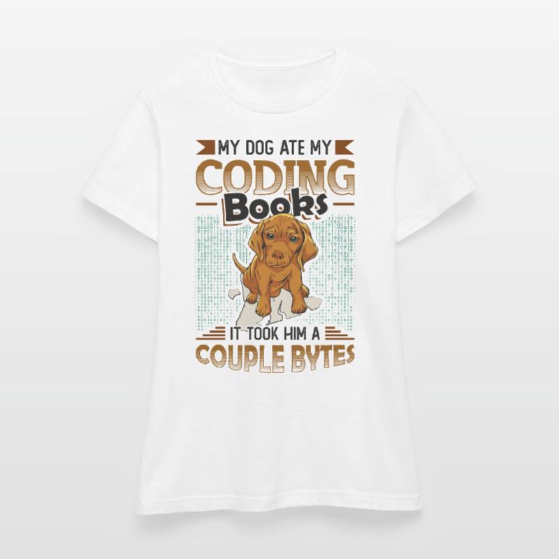 Dog Bytes Code Computer Joke Programming Women's T-Shirt