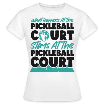 Pickleball Que se passe-t-il au - T-shirt Femme - blanc - Devant - AI Model Female 172 dark (172cm)