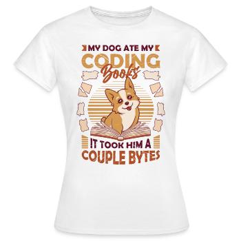 Dog Bytes Code Computer Joke Programmation - T-shirt Femme - blanc - Devant - AI Model Female 172 dark (172cm)