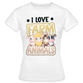 J’aime les animaux de la ferme, la ferme des enfants - T-shirt Femme - blanc - Devant - AI Model Female 172 dark (172cm)