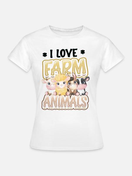Ich Liebe Bauernhoftiere, Kinderbauernhof - Frauen T-Shirt - Weiß