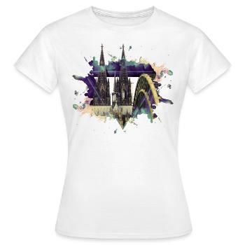 Cologne Cathédrale de Cologne Allemagne Ville Skyline Splash - T-shirt Femme - blanc - Devant - AI Model Female 172 dark (172cm)