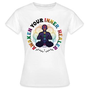 Éveillez votre guérisseur intérieur, Reiki Spirituel - T-shirt Femme - blanc - Devant - AI Model Female 172 dark (172cm)