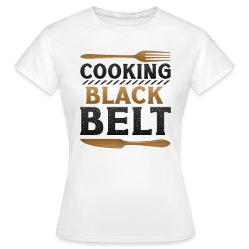 Kochen, Schwarzer Gürtel, Chefkoch - Frauen T-Shirt - Weiß - Vorne - AI Model Female 172 dark (172cm)
