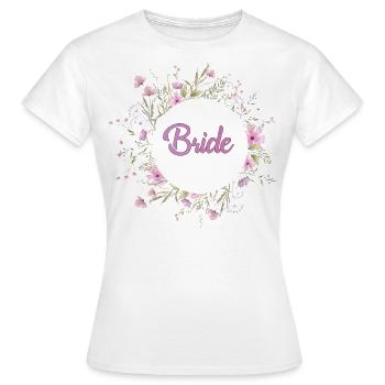 Bride Wildflower Wreath - Women's T-Shirt - white - Front - AI Model Female 172 dark (172cm)