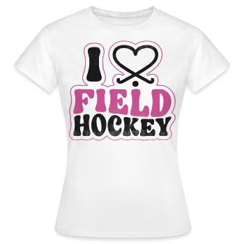 Coeur de hockey sur gazon J’aime terrain - T-shirt Femme - blanc - Devant - AI Model Female 172 dark (172cm)