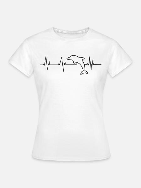 Dolphin Heartbeat - Frauen T-Shirt - Weiß
