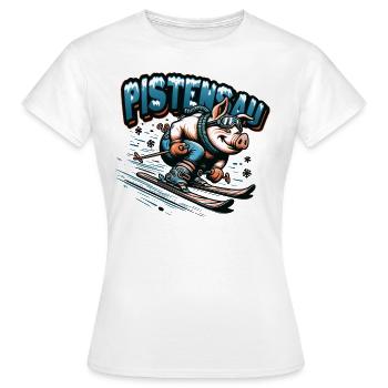 Skier Pig Pistensau Après-ski - Women's T-Shirt - white - Front - AI Model Female 172 dark (172cm)
