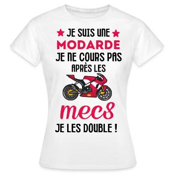 Femme motarde femme sur une moto - T-shirt Femme - blanc - Devant - AI Model Female 172 dark (172cm)