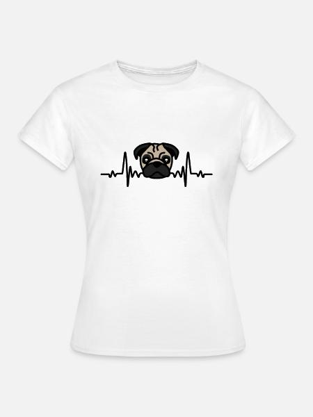 Carlin, chien, battement de coeur, cadeau - T-shirt Femme - blanc