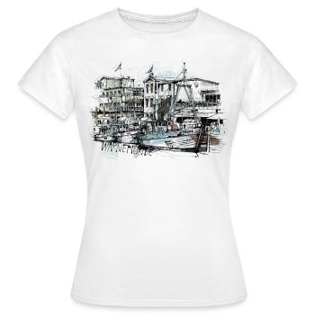 Marché aux poissons de Warnemünde - T-shirt Femme - blanc - Devant - AI Model Female 172 dark (172cm)