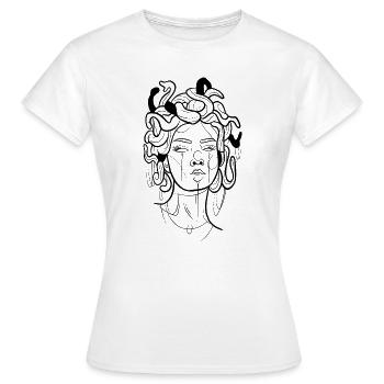 Medusa Zeichnungslinie Kunst - Frauen T-Shirt - Weiß - Vorne - AI Model Female 172 dark (172cm)