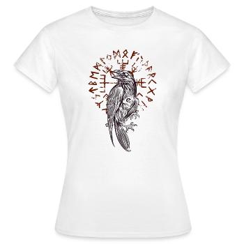 Skull corbeau orbeau Viking & symbole en fond - T-shirt Femme - blanc - Devant - AI Model Female 172 dark (172cm)