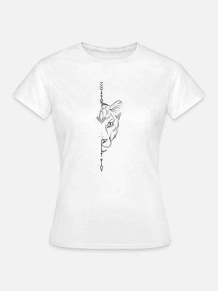 Löwenlinienkunst - Frauen T-Shirt - Weiß