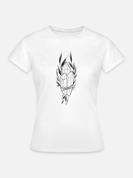 Dotwork Blumenkristall - Frauen T-Shirt - Weiß