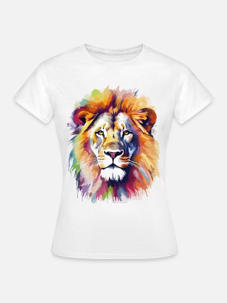 Löwe Löwenkopf Raubtier Bunt Splash Kunst - Frauen T-Shirt - Weiß