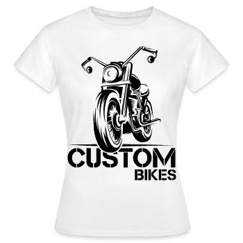 custom bikes Biker Garage Motorrad Illustration - Frauen T-Shirt - Weiß - Vorne - AI Model Female 172 dark (172cm)
