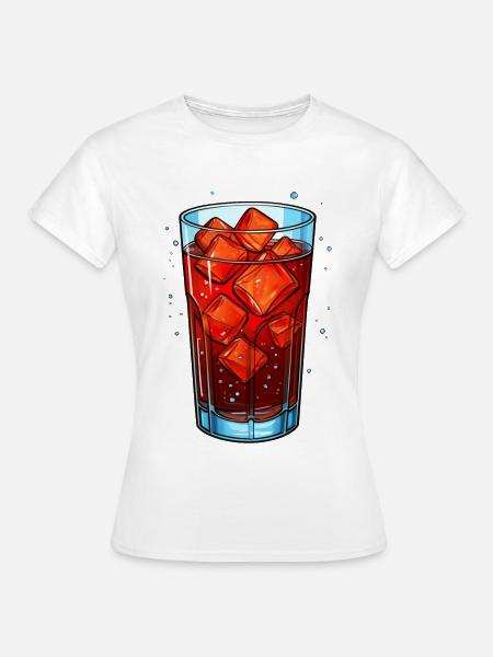 Glas Cola mit Eiswürfeln - Frauen T-Shirt - Weiß