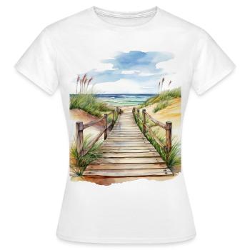 Dünen am Meer - Frauen T-Shirt - Weiß - Vorne - AI Model Female 172 dark (172cm)