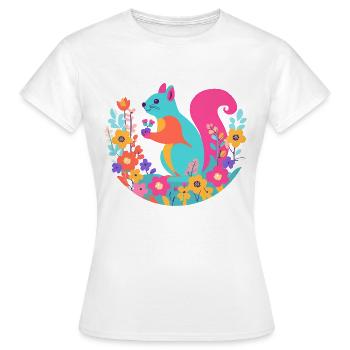 Ecureuil multi colore - T-shirt Femme - blanc - Devant - AI Model Female 172 dark (172cm)