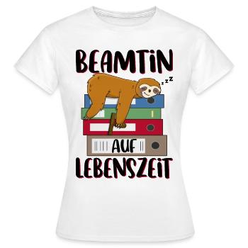 Beamtin auf Lebenszeit Beamten Spruch Faultier - Frauen T-Shirt - Weiß - Vorne - AI Model Female 172 dark (172cm)