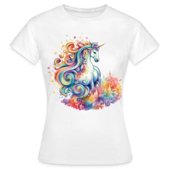 Une licorne veille sur la ville - T-shirt Femme - blanc - Devant - AI Model Female 172 dark (172cm)