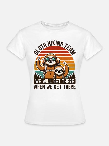 Randonnée, Hiver, Paresseux, Équipe de randonnée paresseux - T-shirt Femme - blanc
