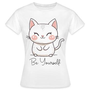Cat Be Yourself Be Yourself Love Motivation - Women's T-Shirt - white - Front - AI Model Female 172 dark (172cm)