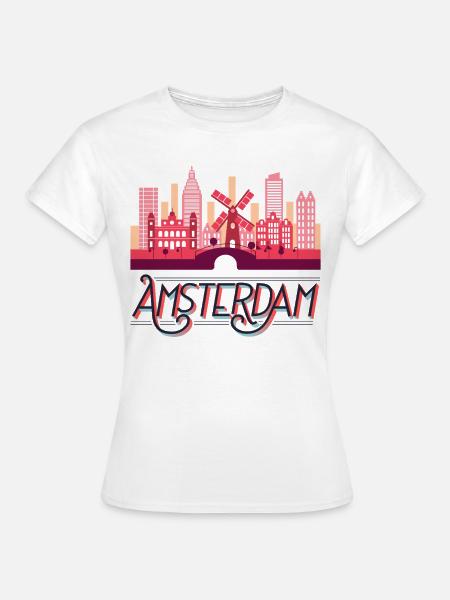 Amsterdam Niederlande Holland Skyline Stadt - Frauen T-Shirt - Weiß