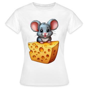 Une souris sur un morceau de fromage - T-shirt Femme - blanc - Devant - AI Model Female 172 dark (172cm)