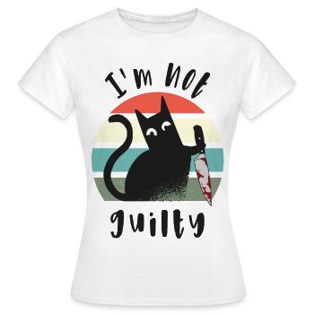 Je suis innocent, chat avec couteau - T-shirt Femme - blanc - Devant - AI Model Female 172 dark (172cm)