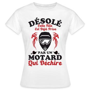 Amoureuse d un motard qui déchire 4 - T-shirt Femme - blanc - Devant - AI Model Female 172 dark (172cm)